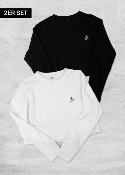 2er Set Crop Shirts BLK WHT