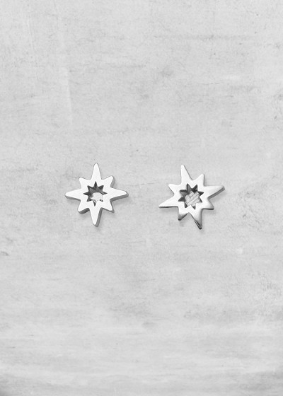 Star Cut Single Studs silver